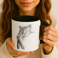 Cat Sleeping On The Moon Sketch Mug
