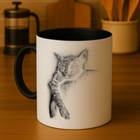 Cat Sleeping On The Moon Sketch Mug