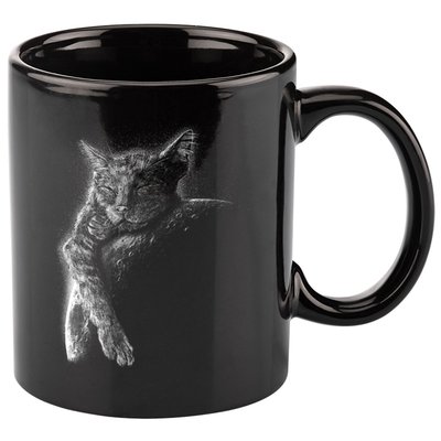 Cat Sleeping On The Moon Sketch 11oz C Handle Ceramic Mug
