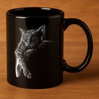 Cat Sleeping On The Moon Sketch 11oz C Handle Ceramic Mug