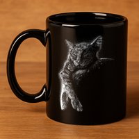 Cat Sleeping On The Moon Sketch 11oz C Handle Ceramic Mug