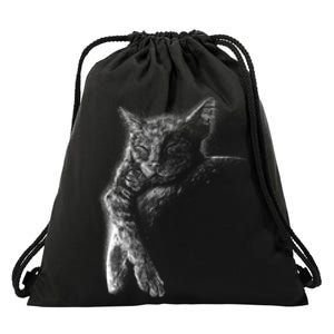 Cat Sleeping On The Moon Sketch Drawstring Bag