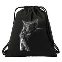 Cat Sleeping On The Moon Sketch Drawstring Bag