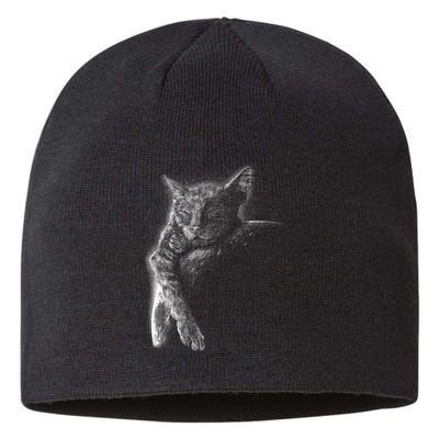 Cat Sleeping On The Moon Sketch Sustainable Beanie