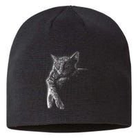 Cat Sleeping On The Moon Sketch Sustainable Beanie