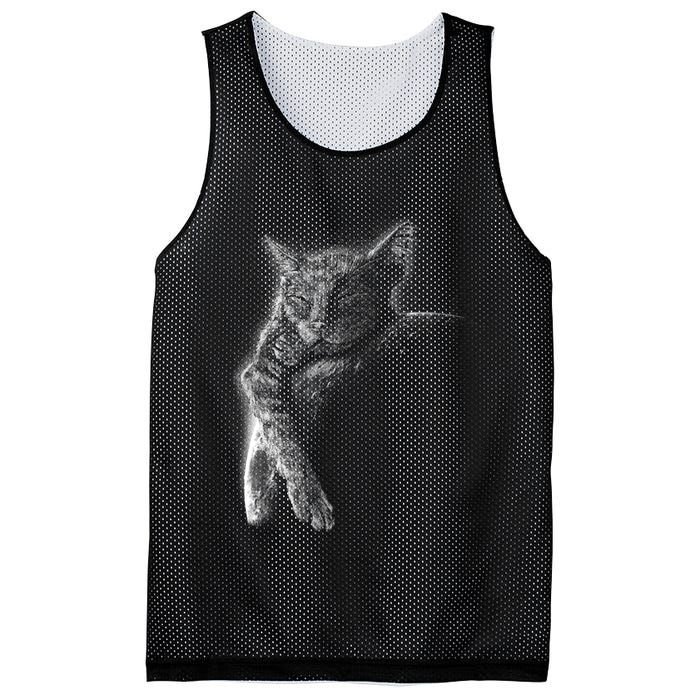 Cat Sleeping On The Moon Sketch Mesh Reversible Basketball Jersey Tank