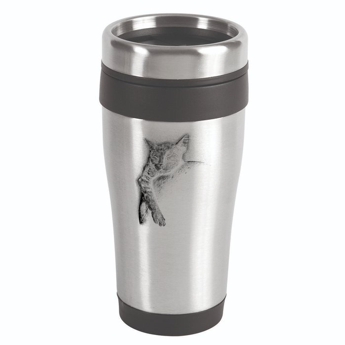 Cat Sleeping On The Moon Sketch 16oz Travel Tumbler