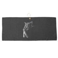 Cat Sleeping On The Moon Sketch Large Microfiber Waffle Golf Towel