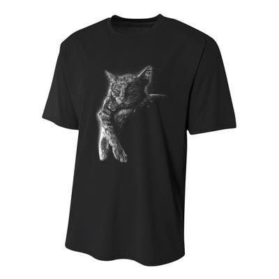 Cat Sleeping On The Moon Sketch Youth Performance Sprint T-Shirt