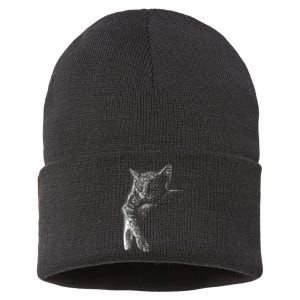 Cat Sleeping On The Moon Sketch Sustainable Knit Beanie