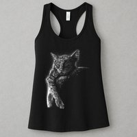 Cat Sleeping On The Moon Sketch Womens Tank Top