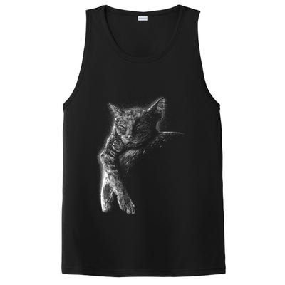 Cat Sleeping On The Moon Sketch PosiCharge Competitor Tank