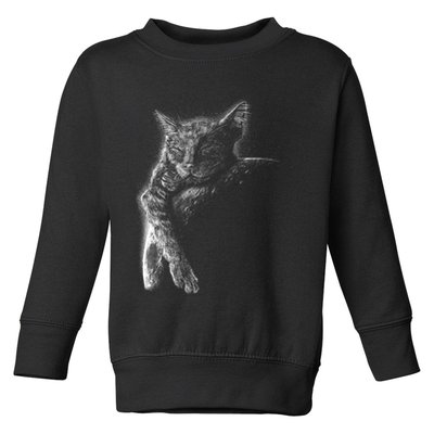 Cat Sleeping On The Moon Sketch Toddler Sweatshirt