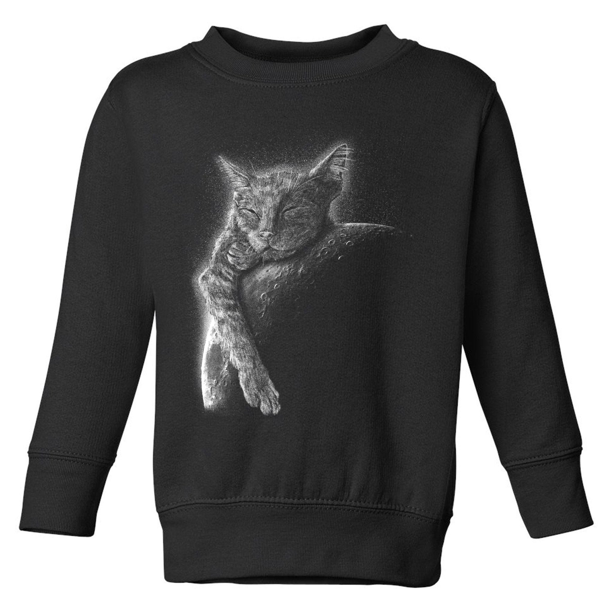 Cat Sleeping On The Moon Sketch Toddler Sweatshirt