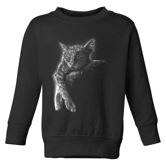 Cat Sleeping On The Moon Sketch Toddler Sweatshirt