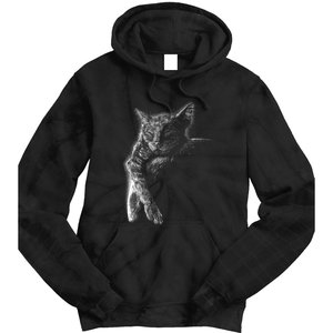 Cat Sleeping On The Moon Sketch Tie Dye Hoodie