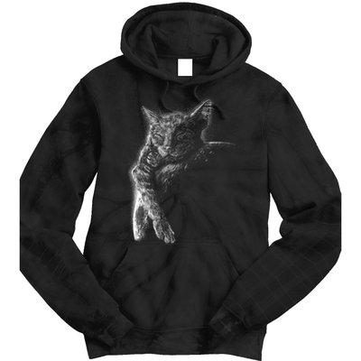 Cat Sleeping On The Moon Sketch Tie Dye Hoodie