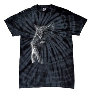 Cat Sleeping On The Moon Sketch Tie-Dye T-Shirt