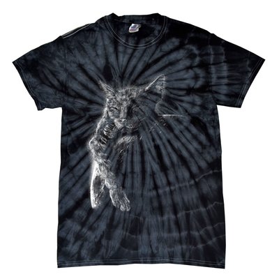 Cat Sleeping On The Moon Sketch Tie-Dye T-Shirt