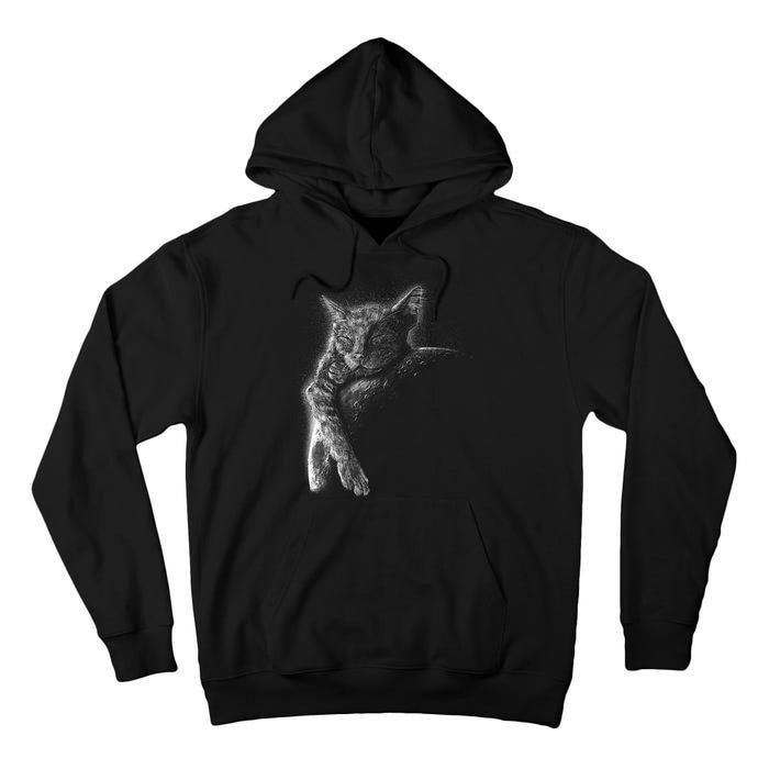 Cat Sleeping On The Moon Sketch Tall Hoodie
