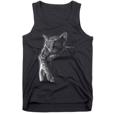 Cat Sleeping On The Moon Sketch Tank Top