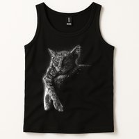 Cat Sleeping On The Moon Sketch Tank Top