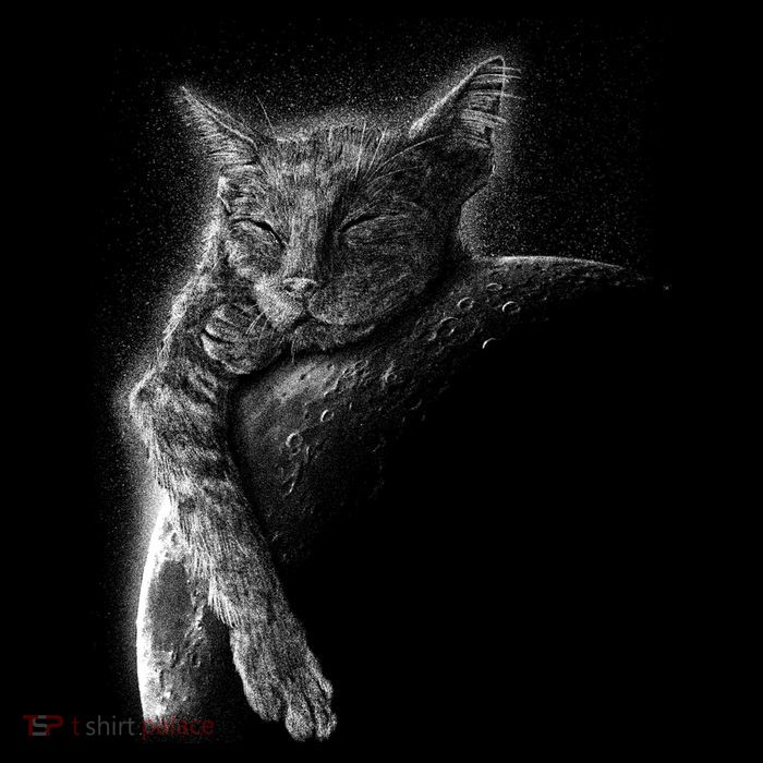 Cat Sleeping On The Moon Sketch Tank Top