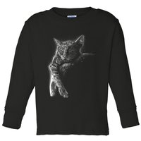 Cat Sleeping On The Moon Sketch Toddler Long Sleeve Shirt