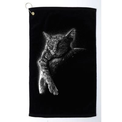 Cat Sleeping On The Moon Sketch Golf Towel