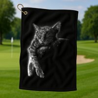 Cat Sleeping On The Moon Sketch Golf Towel