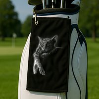 Cat Sleeping On The Moon Sketch Golf Towel