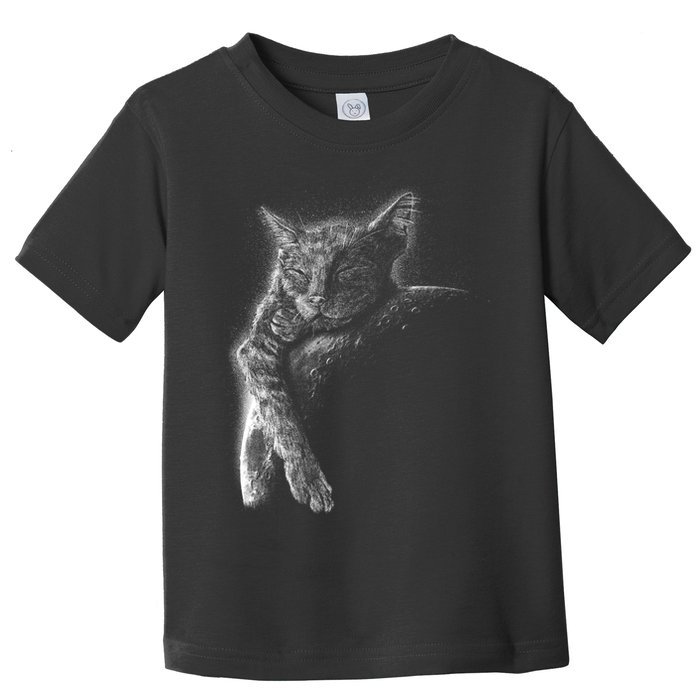 Cat Sleeping On The Moon Sketch Toddler T-Shirt