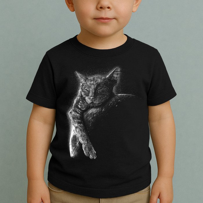 Cat Sleeping On The Moon Sketch Toddler T-Shirt