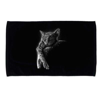 Cat Sleeping On The Moon Sketch Microfiber Hand Towel
