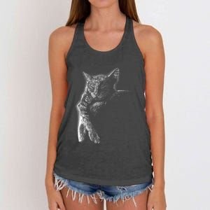 Cat Sleeping On The Moon Sketch Women's Knotted Racerback Tank