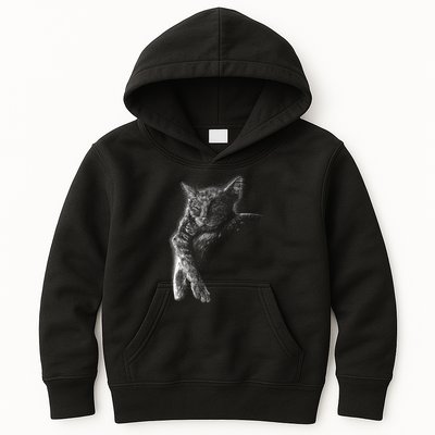 Cat Sleeping On The Moon Sketch Kids Hoodie