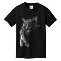 Cat Sleeping On The Moon Sketch Kids T-Shirt