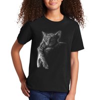 Cat Sleeping On The Moon Sketch Kids T-Shirt