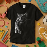 Cat Sleeping On The Moon Sketch Kids T-Shirt