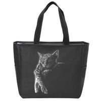 Cat Sleeping On The Moon Sketch Zip Tote Bag