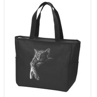 Cat Sleeping On The Moon Sketch Zip Tote Bag