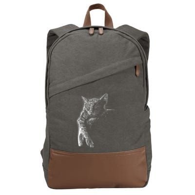 Cat Sleeping On The Moon Sketch Cotton Canvas Backpack