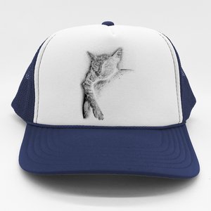 Cat Sleeping On The Moon Sketch Trucker Hat