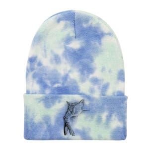 Cat Sleeping On The Moon Sketch Tie Dye 12in Knit Beanie