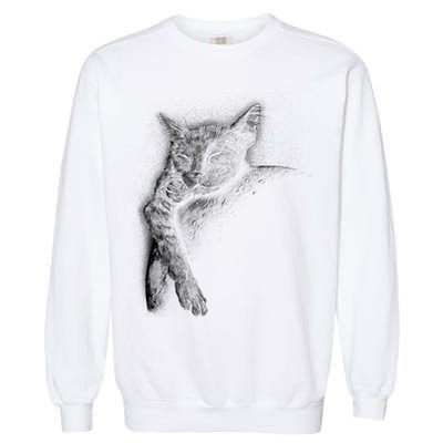 Cat Sleeping On The Moon Sketch Garment-Dyed Sweatshirt