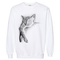 Cat Sleeping On The Moon Sketch Garment-Dyed Sweatshirt