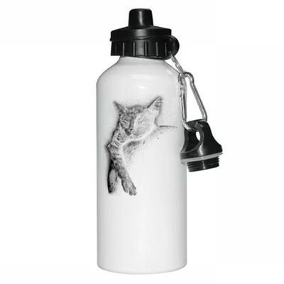 Cat Sleeping On The Moon Sketch Aluminum Water Bottle 