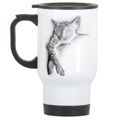 Cat Sleeping On The Moon Sketch Stainless Steel Travel Mug