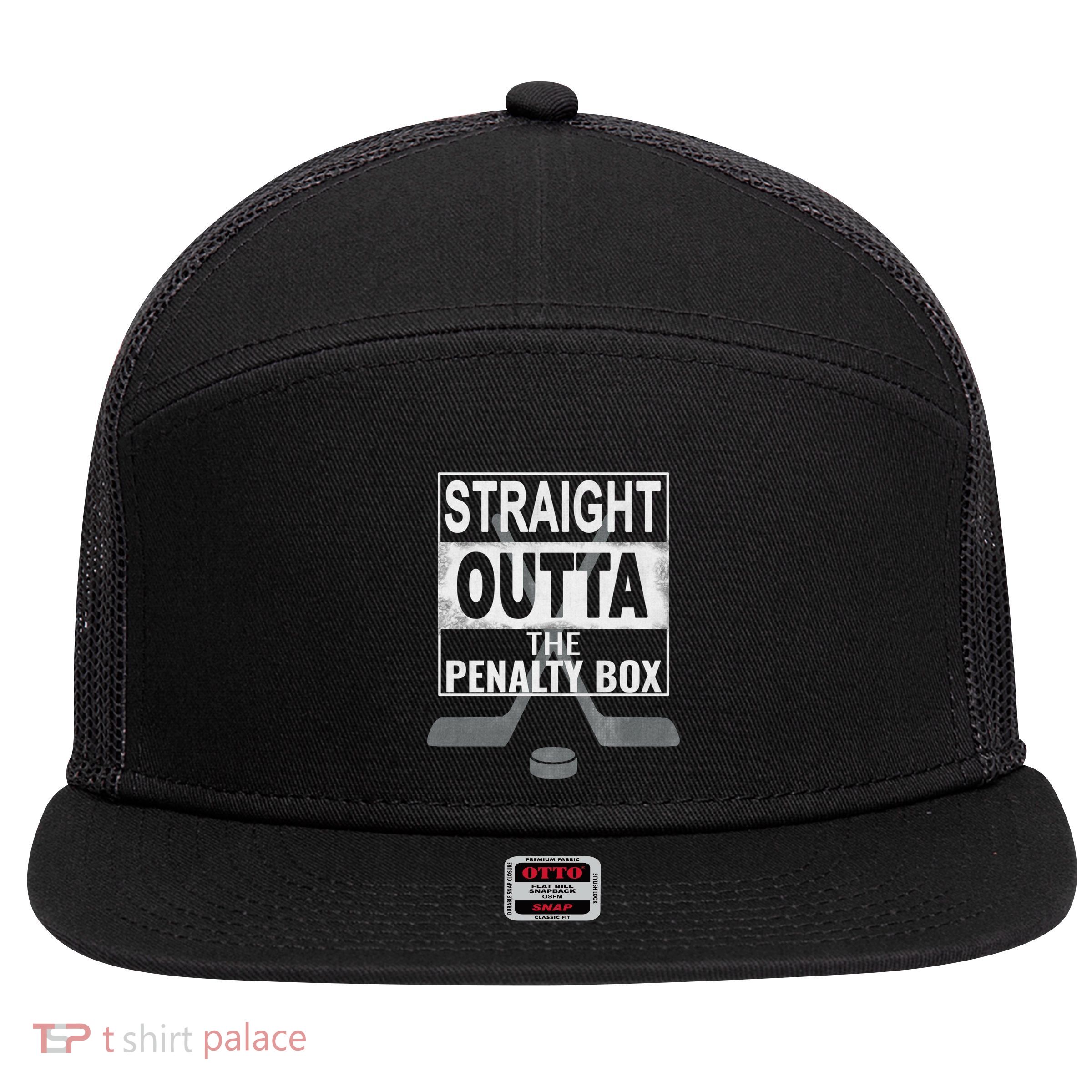 Cool Straight Outta The Penalty Box Hockey Player Themed Cool Gift 7 Panel Mesh Trucker Snapback Hat