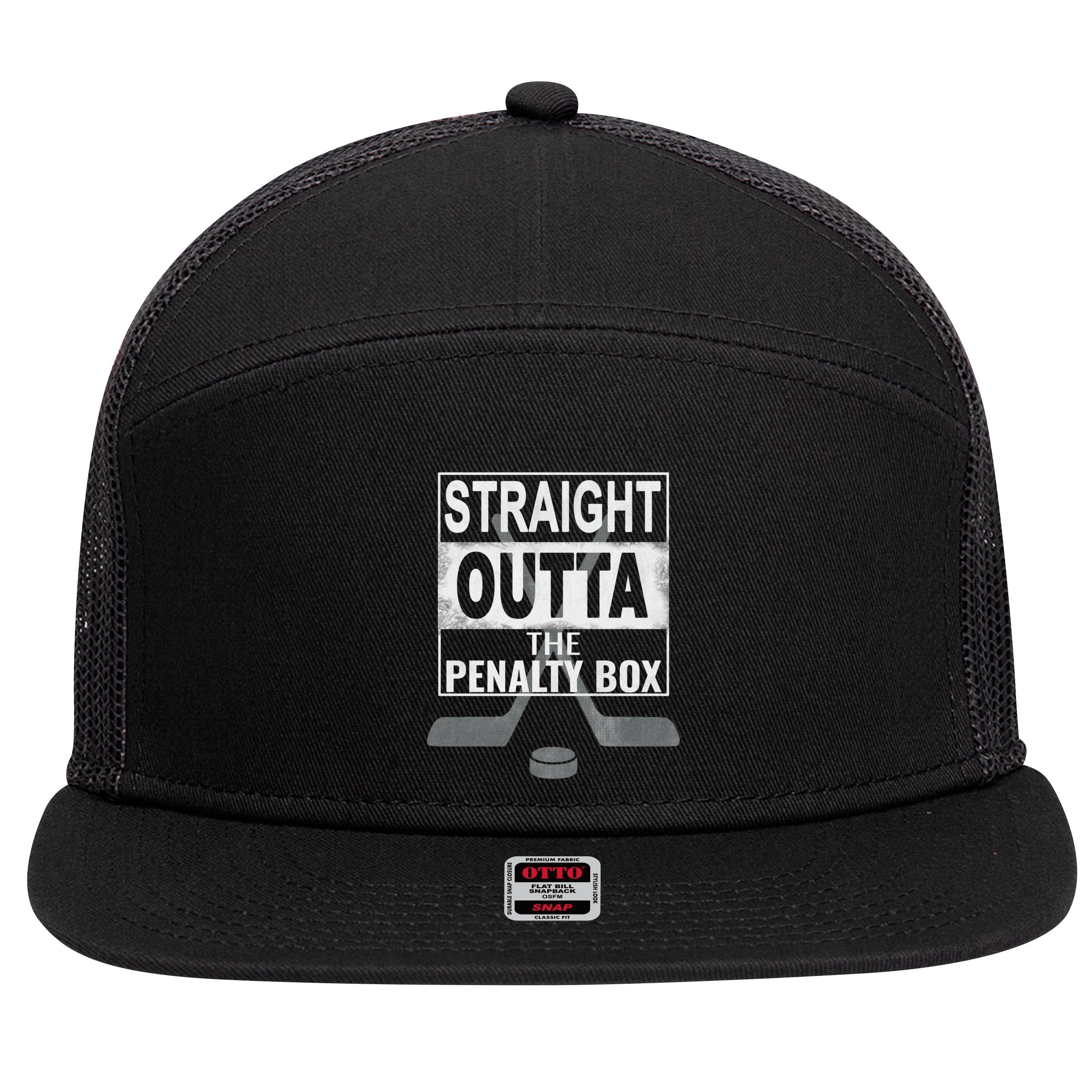 Cool Straight Outta The Penalty Box Hockey Player Themed Cool Gift 7 Panel Mesh Trucker Snapback Hat